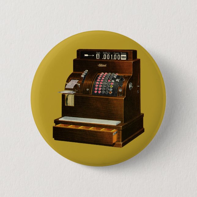 Macaron Rond 5 Cm Antique caisse enregistreuse, commerce de détail V (Devant)