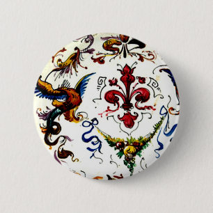 Macaron Rond 5 Cm Antiquité italienne vintage d'art de poterie de