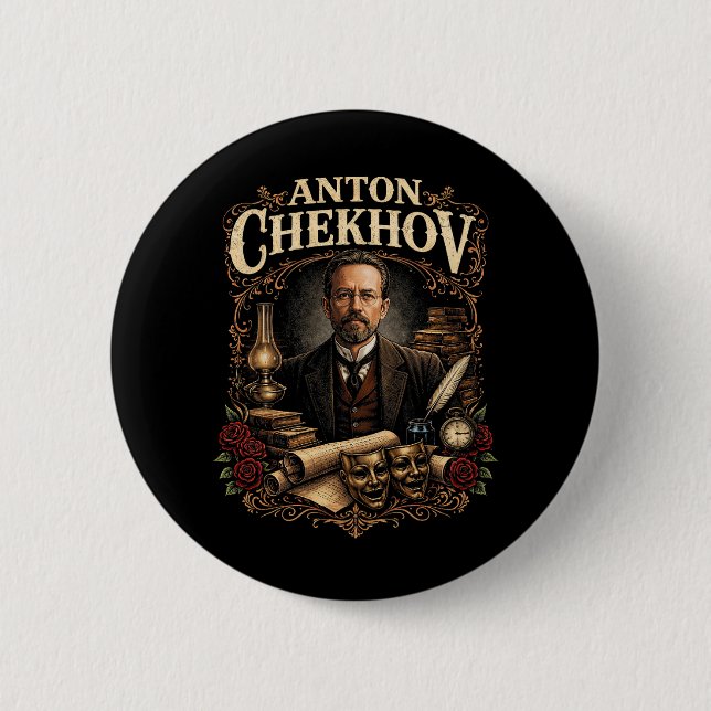 Macaron Rond 5 Cm Anton Chekhov (Devant)