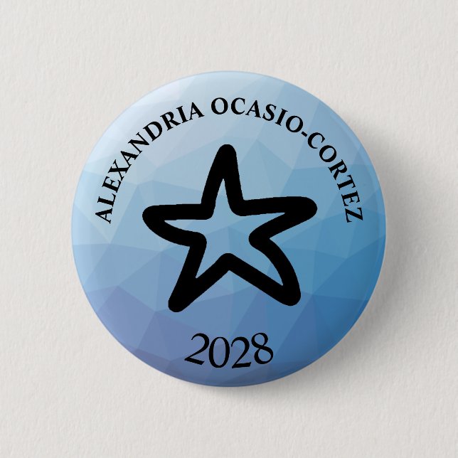 Macaron Rond 5 Cm AOC l'Alexandrie Ocasio-Cortez 2028 (Devant)