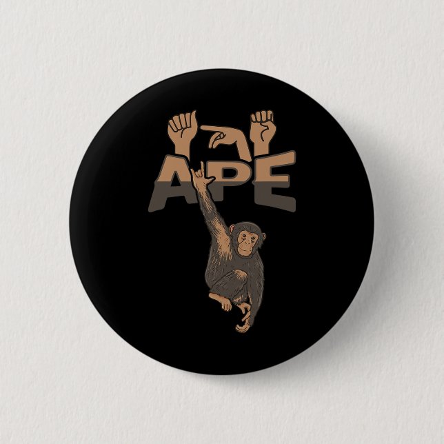 Macaron Rond 5 Cm Ape Asl Gesture Mains Sourde Sensibilisation à la  (Devant)