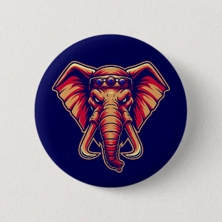 Macaron Rond 5 Cm Apex Pachyderm - Édition Bleu Nuit et Orange