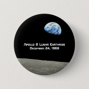 Macaron Rond 5 Cm Apollo 8 Lunar Earthrise 50e Anniversaire