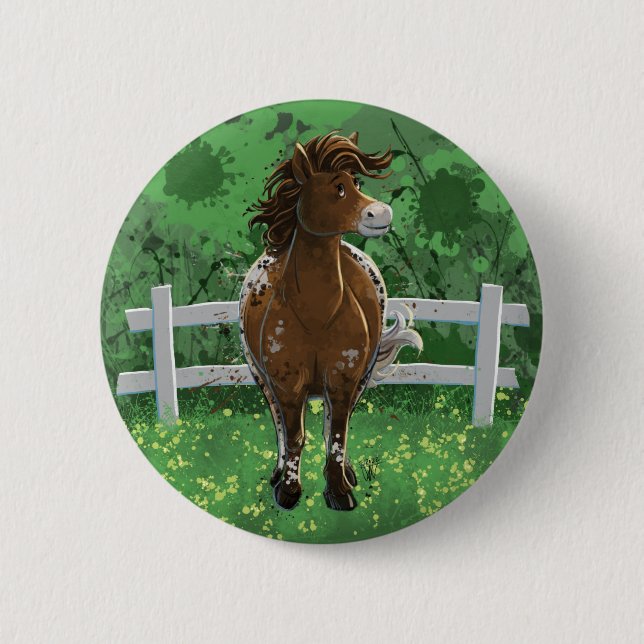 Macaron Rond 5 Cm Appaloosa Pony (Devant)