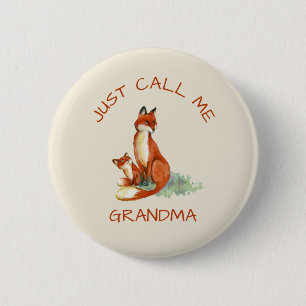 Macaron Rond 5 Cm Appelez-Moi Grandma Cute Foxes Aquarelle