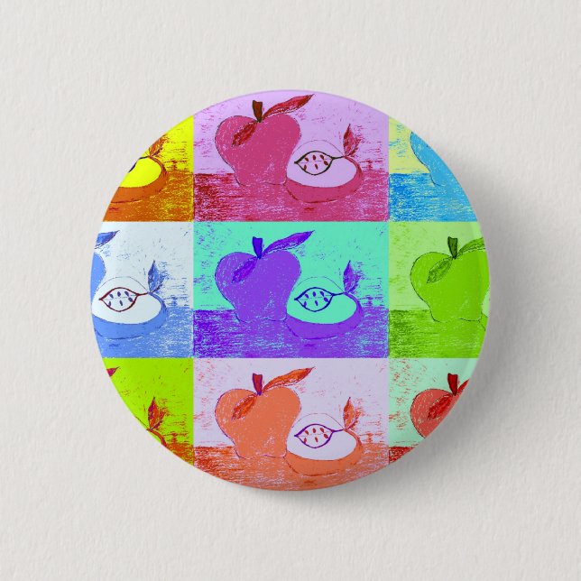 Macaron Rond 5 Cm Apple pop art (Devant)