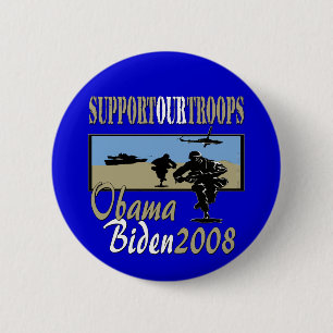 Macaron Rond 5 Cm Appui d'Obama Biden nos troupes