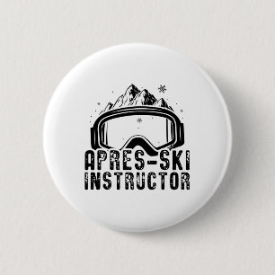 Macaron Rond 5 Cm Apres-Ski  Skieurs Ski Ski Montagnes Cadeau