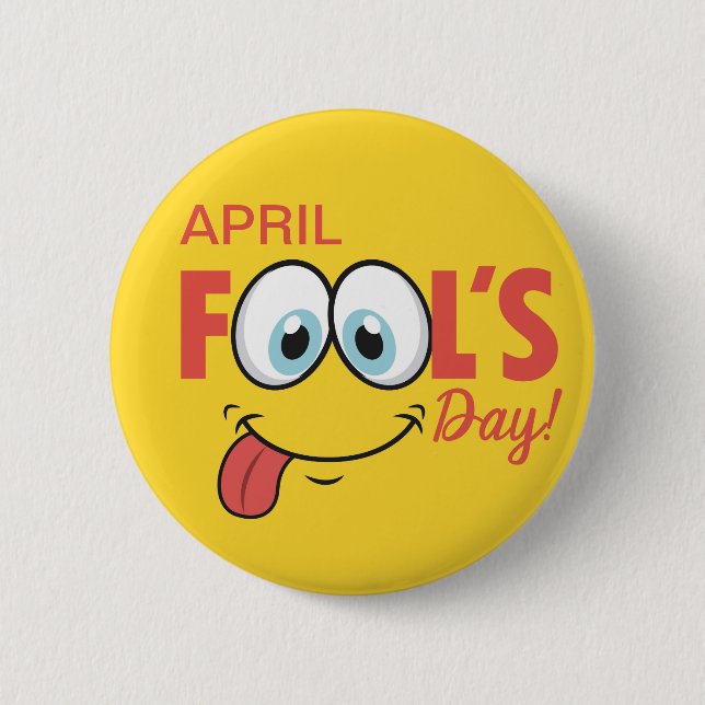 Macaron Rond 5 Cm April Fool's Day Happy Funny Face | Vacances (Devant)