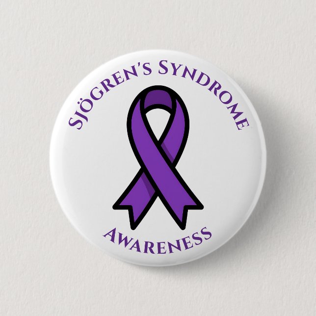 Macaron Rond 5 Cm April is Sjögren's Awareness | Purple Ribbon (Devant)