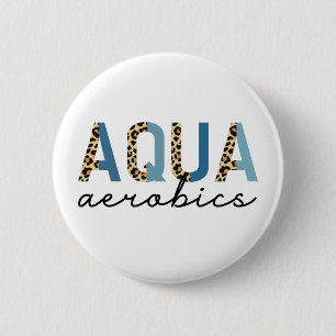 Macaron Rond 5 Cm Aqua Aerobics Empreinte Cheetah Livres d'aquagym