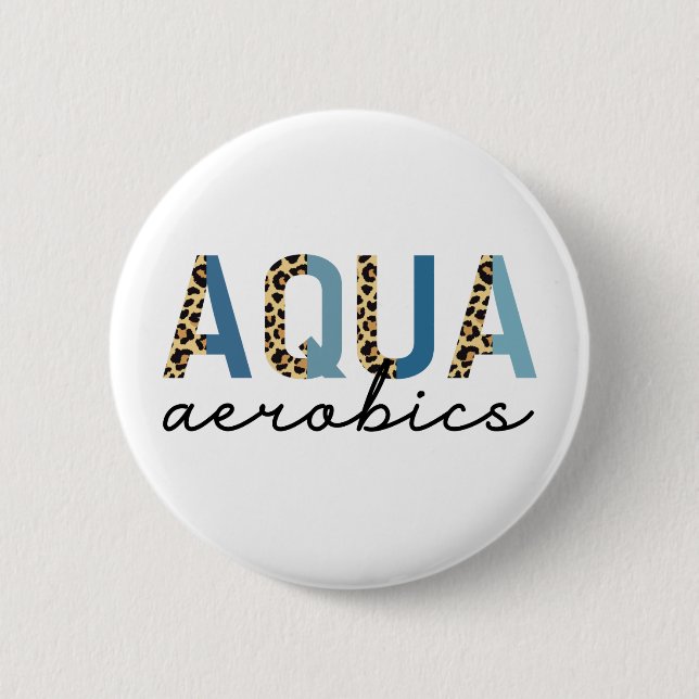 Macaron Rond 5 Cm Aqua Aerobics Empreinte Cheetah Livres d'aquagym (Devant)