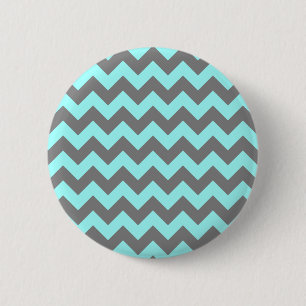 Macaron Rond 5 Cm Aqua et gris zigzag