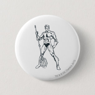 Macaron Rond 5 Cm Aquaman avec Pitchfork BW