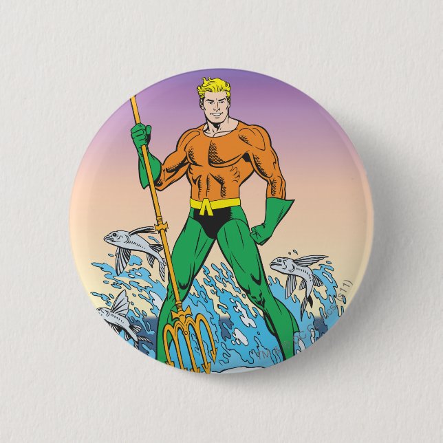 Macaron Rond 5 Cm Aquaman avec Speed (Devant)