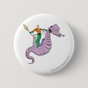 Macaron Rond 5 Cm Aquaman Rides Seahorse