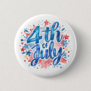 Macaron Rond 5 Cm Aquarelle 4 juillet Patriotique