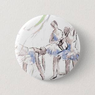 Macaron Rond 5 Cm Aquarelle Ballet Danse Ballerina