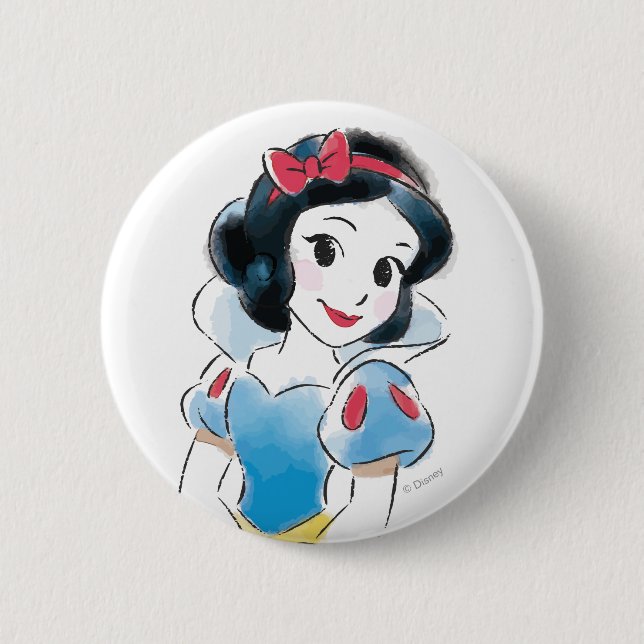 Macaron Rond 5 Cm Aquarelle blanche de neige princesse (Devant)
