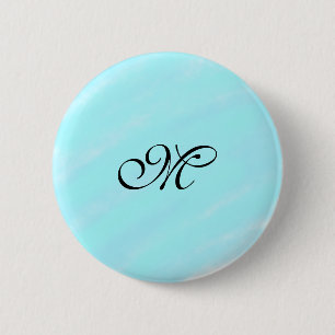 Macaron Rond 5 Cm Aquarelle bleu vert monogramme ajouter le pastel l