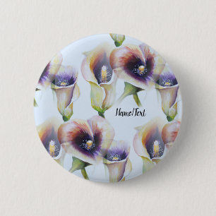 Macaron Rond 5 Cm Aquarelle Calla Lys dans les couleurs dégradées