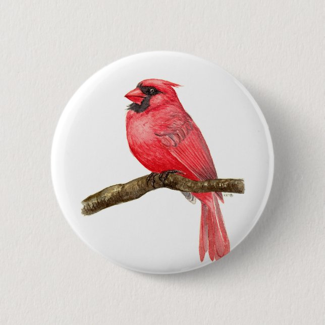 Macaron Rond 5 Cm Aquarelle cardinale (Devant)