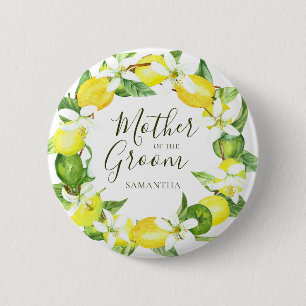 Macaron Rond 5 Cm Aquarelle citron couronne Mère de la douche de cha