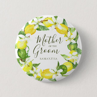 Macaron Rond 5 Cm Aquarelle citron couronne Mère de la douche de cha