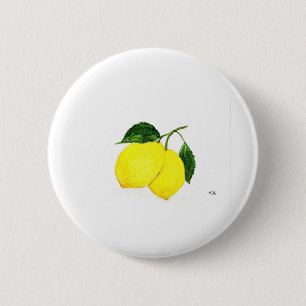 Macaron Rond 5 Cm Aquarelle citrons fruits cuisine décor chic rustiq