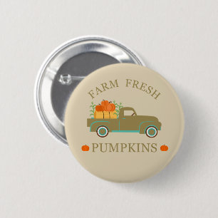 Macaron Rond 5 Cm Aquarelle citrouille fraîche de ferme automne
