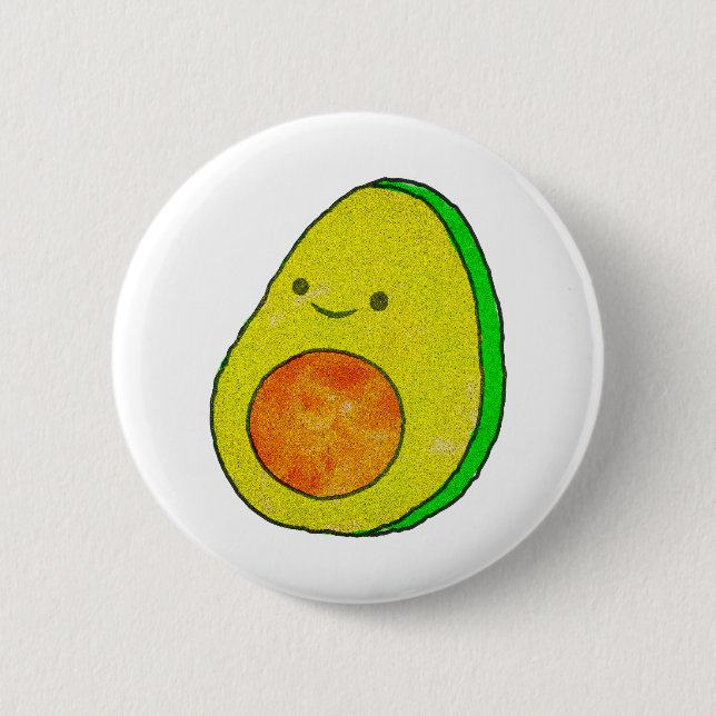 Macaron Rond 5 Cm Aquarelle Cute Carton Avocado (Devant)