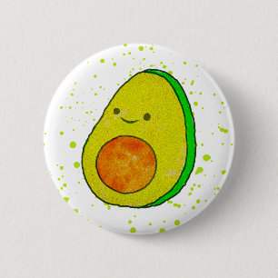 Macaron Rond 5 Cm Aquarelle Cute Carton Avocado