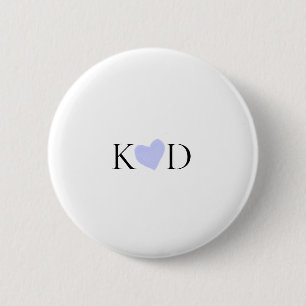 Macaron Rond 5 Cm Aquarelle de coeur violet pastel nom lettre du cou