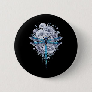 Macaron Rond 5 Cm Aquarelle de libellules bleues L'art Insecte la Te