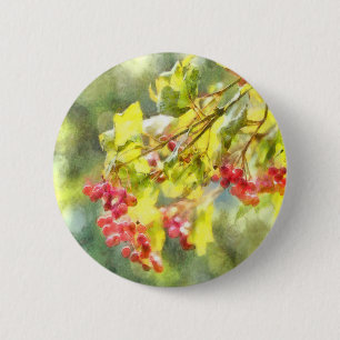 Macaron Rond 5 Cm Aquarelle des baies d'hiver