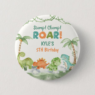 Macaron Rond 5 Cm Aquarelle Dinosaur Anniversaire