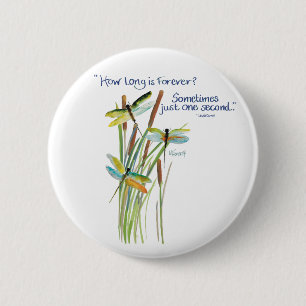 Macaron Rond 5 Cm Aquarelle Dragonfly avec cote Lewis Carroll