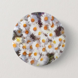 Macaron Rond 5 Cm Aquarelle du Fleur sauvage de marguerite