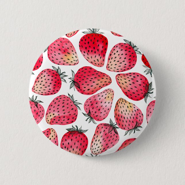 Macaron Rond 5 Cm Aquarelle et encre de fraises (Devant)