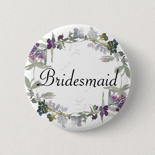 Macaron Rond 5 Cm Aquarelle Fleur sauvage Lavande Florale Bridesmaid (Devant)