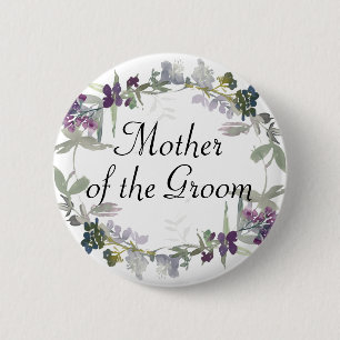Macaron Rond 5 Cm Aquarelle Fleur sauvage Lavande Mère de la chambre