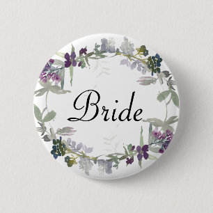 Macaron Rond 5 Cm Aquarelle Fleur sauvage Lavender Floral Bride
