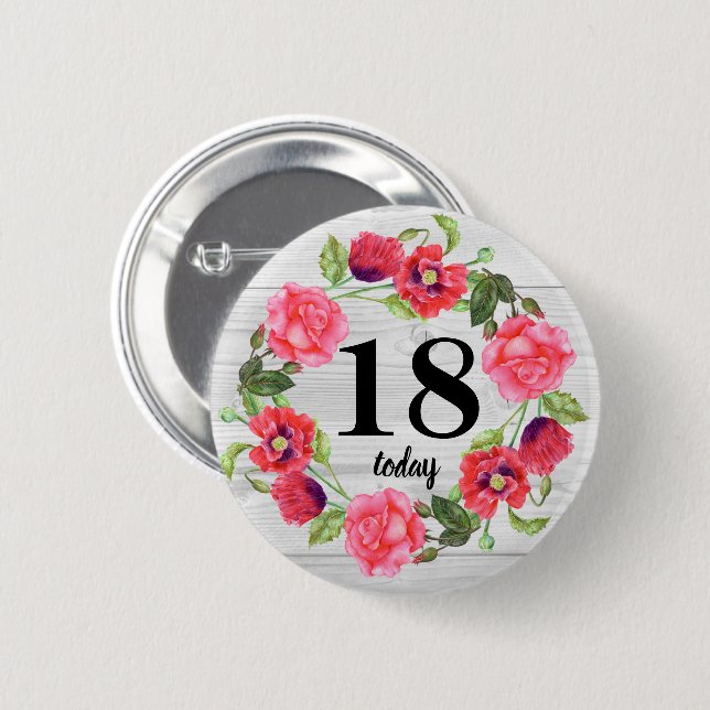 Macaron Rond 5 Cm Aquarelle Fleurs roses Circle Conception de courro (Devant & derrière)
