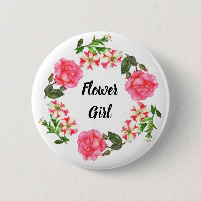 Macaron Rond 5 Cm Aquarelle Fleurs roses Circle Conception de courro (Devant)