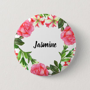 Macaron Rond 5 Cm Aquarelle Fleurs roses Circle Conception de courro