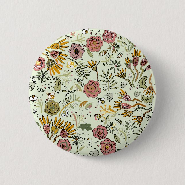 Macaron Rond 5 Cm Aquarelle Florale Fleurs d'abeille Élégante Modern (Devant)