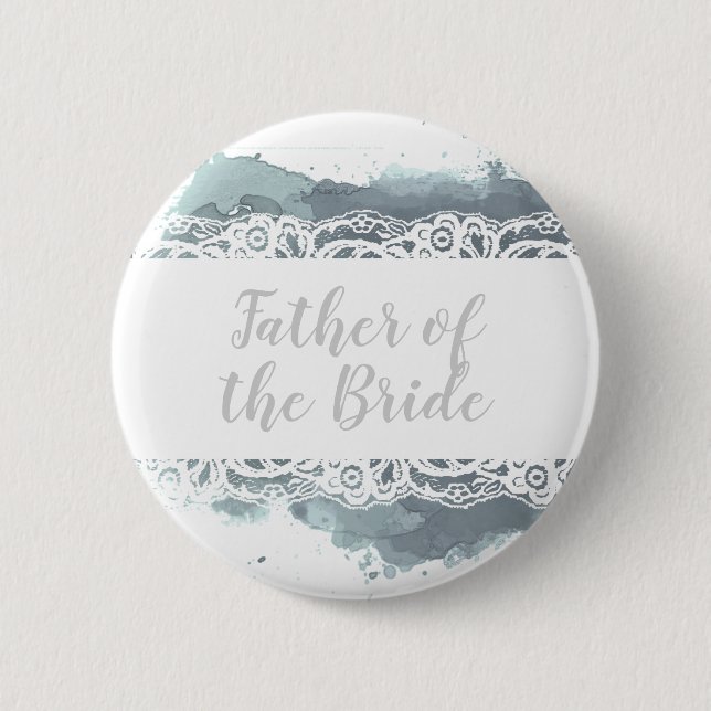 Macaron Rond 5 Cm Aquarelle gris mer - Père OT Bride texte personnal (Devant)