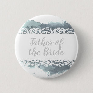 Macaron Rond 5 Cm Aquarelle gris mer - Père OT Bride texte personnal