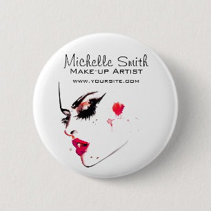 Macaron Rond 5 Cm Aquarelle maquillage visage marque artiste
