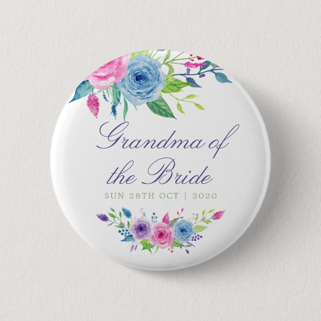 Macaron Rond 5 Cm Aquarelle Mariage de la mariée (Devant)
